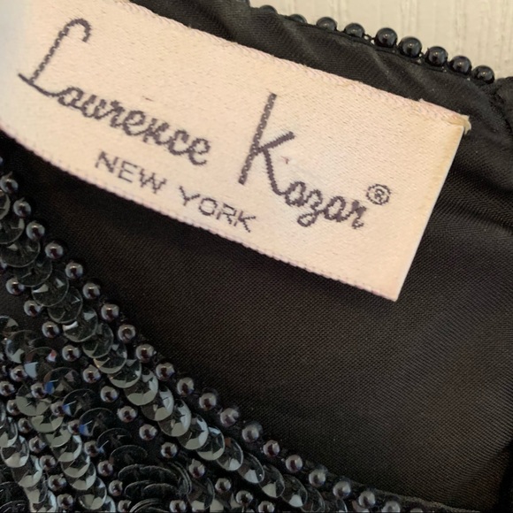 Vintage 80s Lawrence Kazar Sequin Abstract Bead Silk Scallop Flapper Min… - Picture 12 of 16